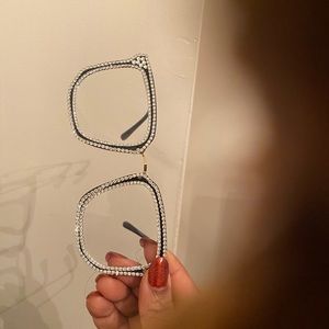 Clear rhinestone glasses big frame